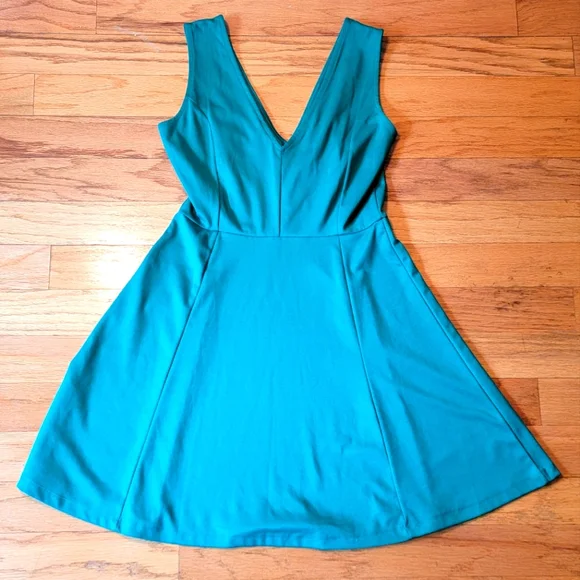 H&M | Dresses | Hm Jade Vneck Mini Dress With Flare Skirt | Poshmark